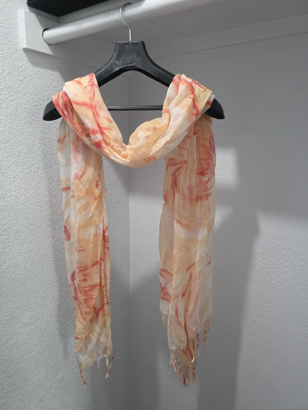 Women's Peach Orange White Scarf